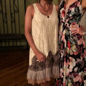 Rye velvet & ruffle detail tank top dress with lining, size Small